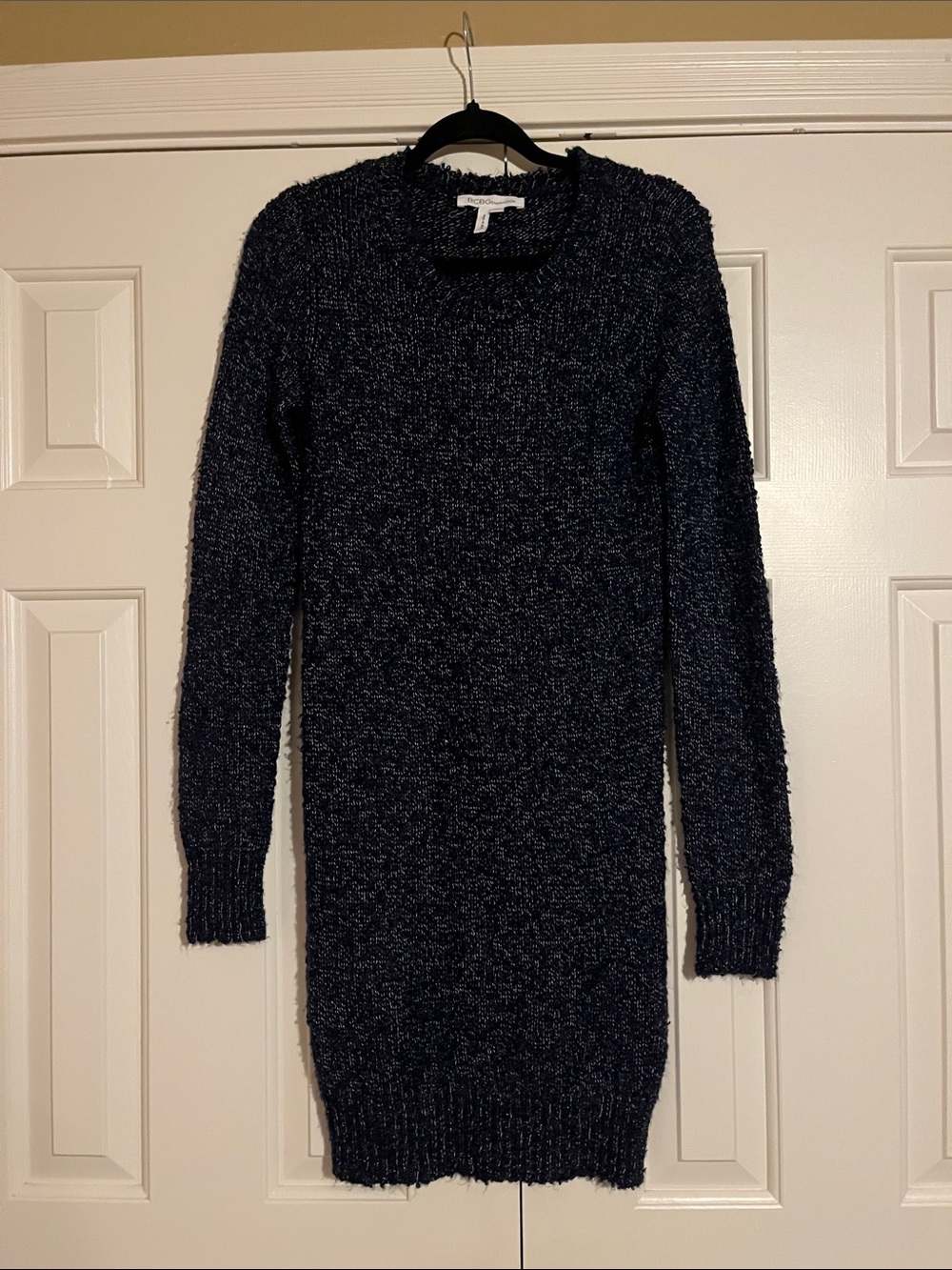 BCBGeneration Navy Bouclé Long Sleeve Sweater Dress